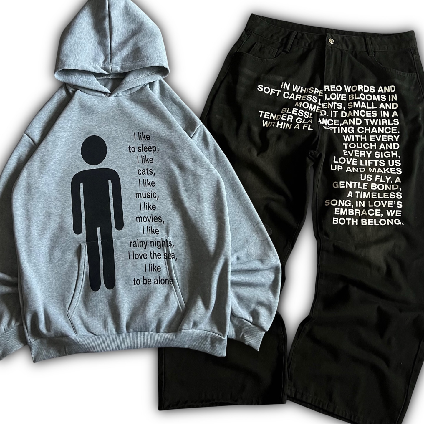 Street For Fashion - Amerikan Desenli Harfli Kot Pantolon Y2K