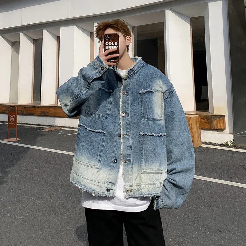 Street Fashion Jacket Men - Amerikan Retro Hip Pop Ham Kenarlı