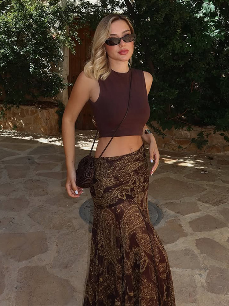 Street Fashion Ladies - 2026 Moda Yaz Seksi Baskılı Pileli