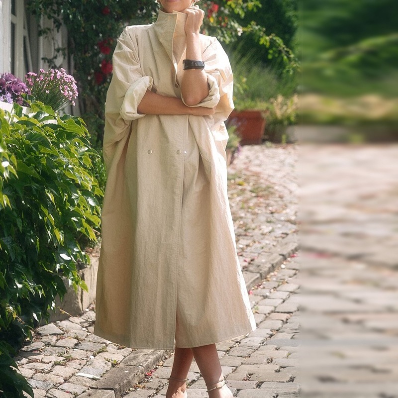 Street Fashion Look - Kadınlar İçin Dik Yaka Bol Kesim