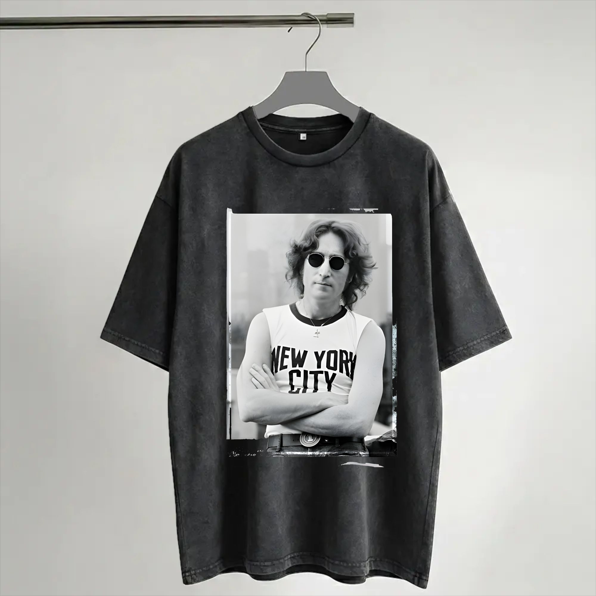Street Fashion New York - Harajuku Yıkanmış Gömlek John Lennon 1972