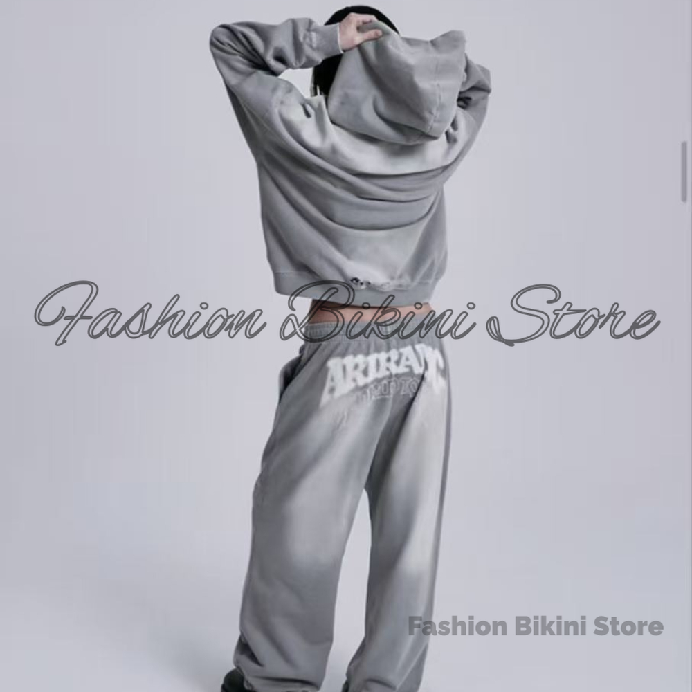 Street Fashion Male - YENİ Yıkanmış Gri Retro Kapüşonlu Üst