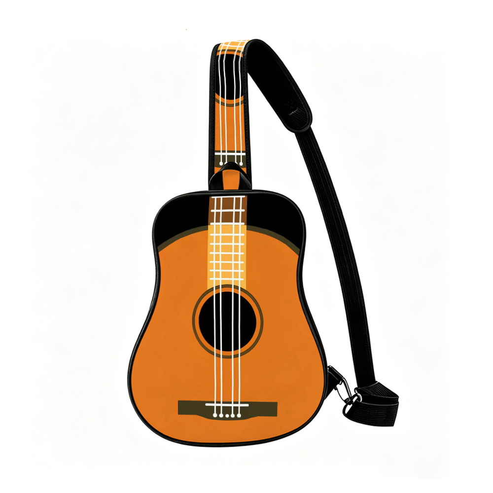 Street Fashion Look - Akustik gitar teli desenli, gitar şeklinde