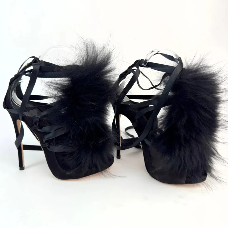 Kürk Bağcıklı Peep Toe Oyuklu  - Street Fashion Outfit incelemesi ve fiyatı