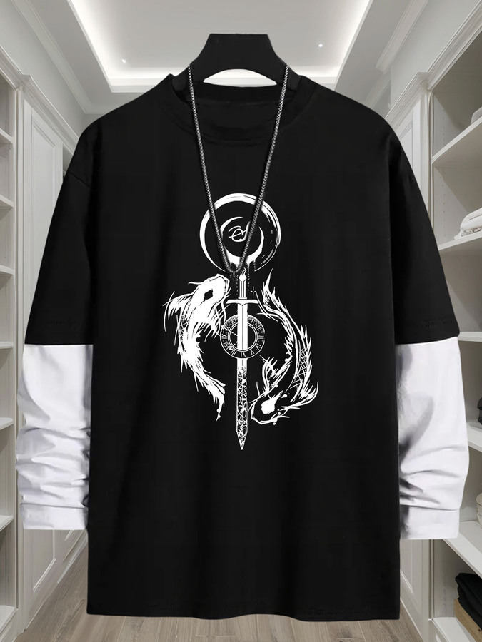 J1417 Yin-Yang Balık Baskılı 2 - Street Fashion Look incelemesi ve fiyatı