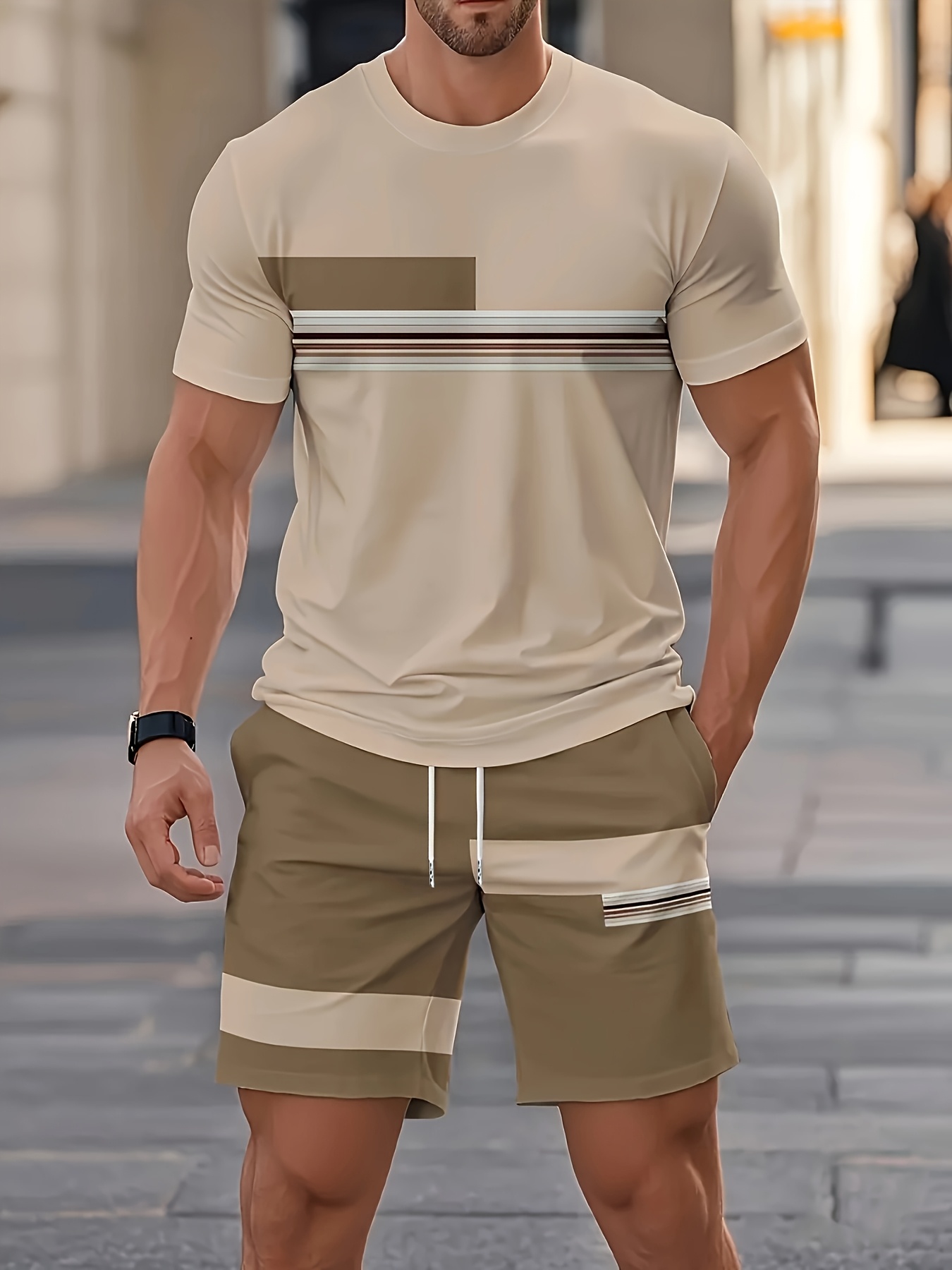 Yaz erkek setleri rahat o-boyu - Street Fashion Outfit incelemesi ve fiyatı