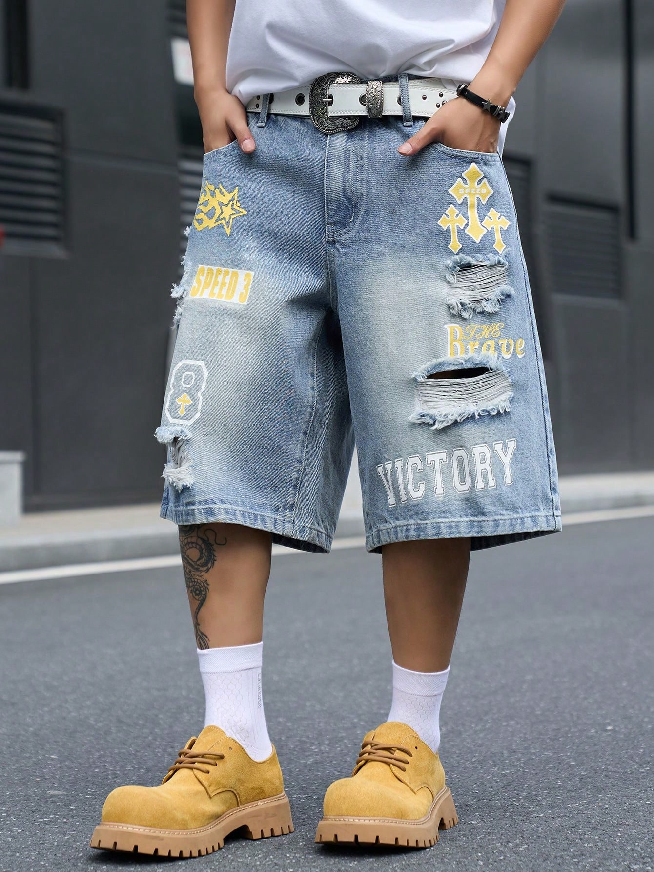 Erkek Bol Kesim Denim Bermuda  - Street Fashion Baggy incelemesi ve fiyatı