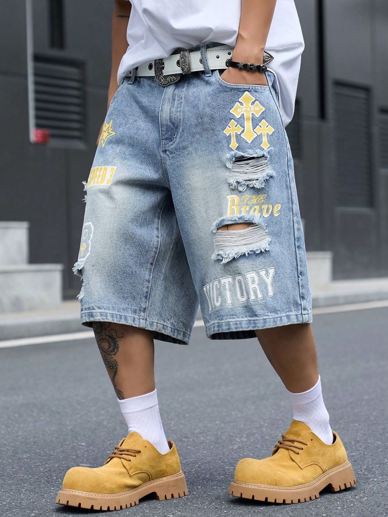 Erkek Bol Kesim Denim Bermuda  - Street Fashion Baggy incelemesi ve fiyatı
